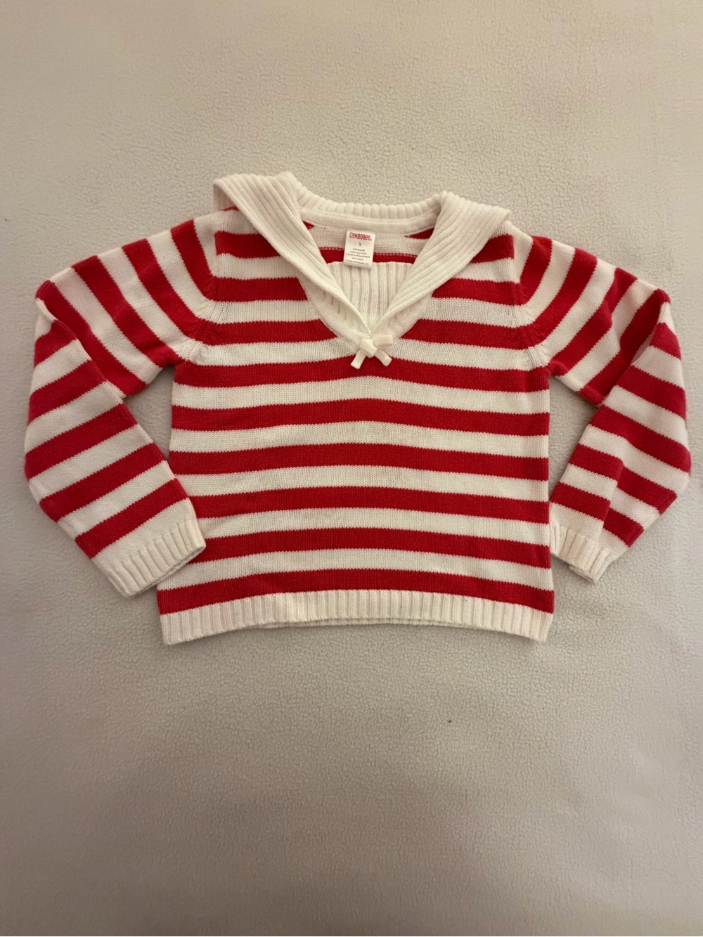 Gymboree Wish You Were Here Red & White Striped Nautical Collar Sweater